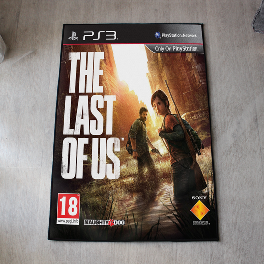 The Last of Us rug with PS3 cover art video game decor