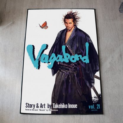 Vagabond rug featuring Miyamoto Musashi manga cover art for collectors